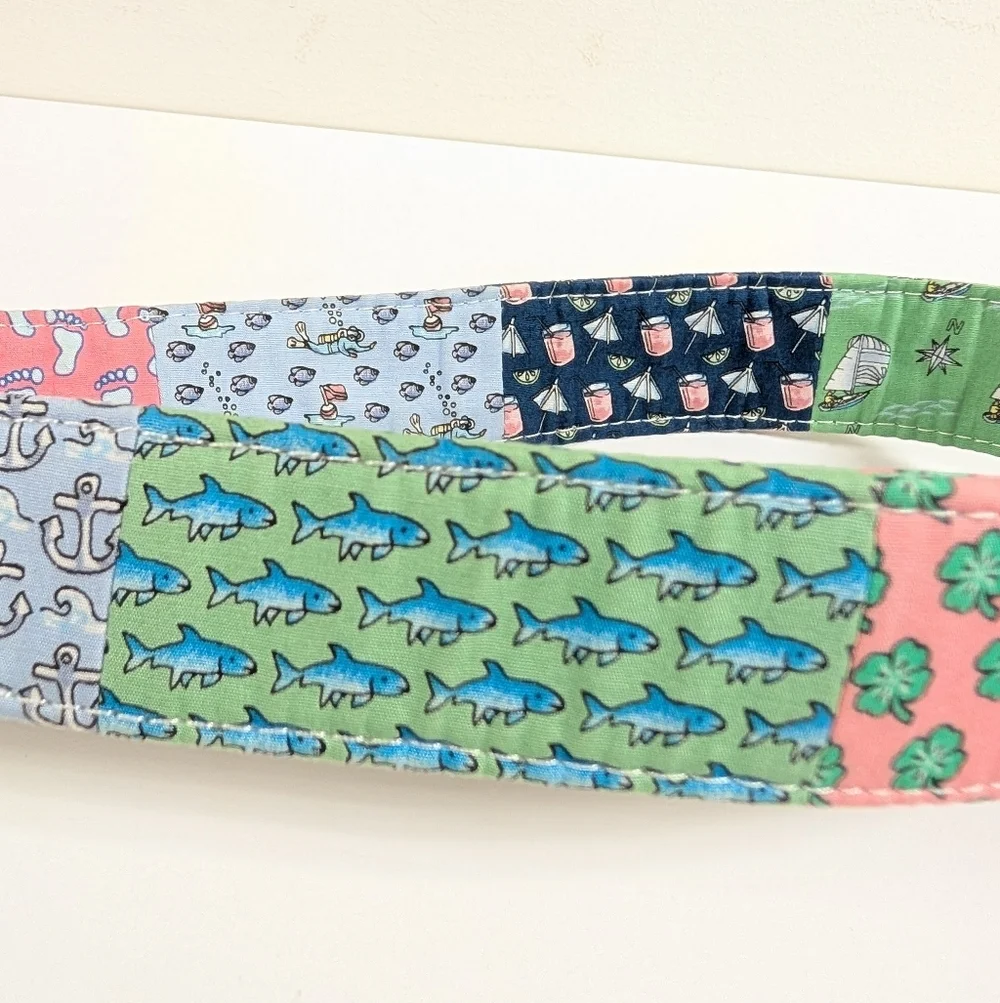 Vineyard Vines Patchwork Nautical D-Ring Belt Lobster Sailboat Cotton Size S